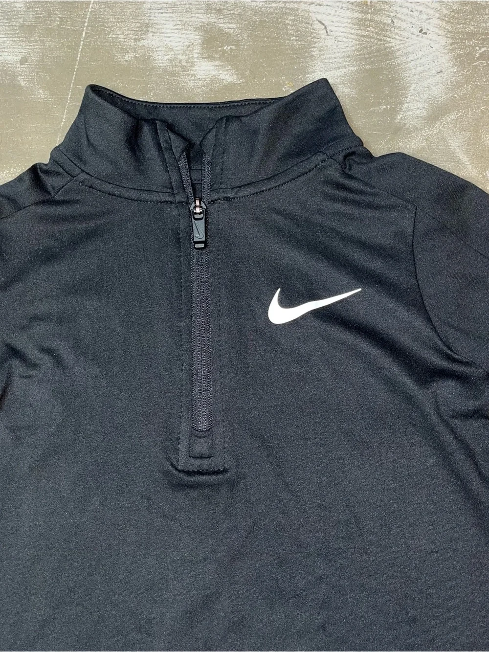 Nike Black Long Sleeve Quarter Zip Bike Shorts Set Black Thumb Hole NWT Girls 6X - Picture 3 of 8